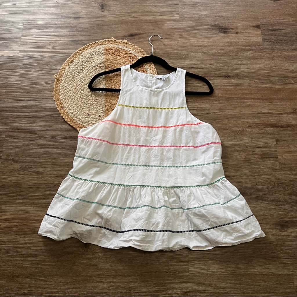 Crown & Ivy Multi-Colored Stripes Peplum Top